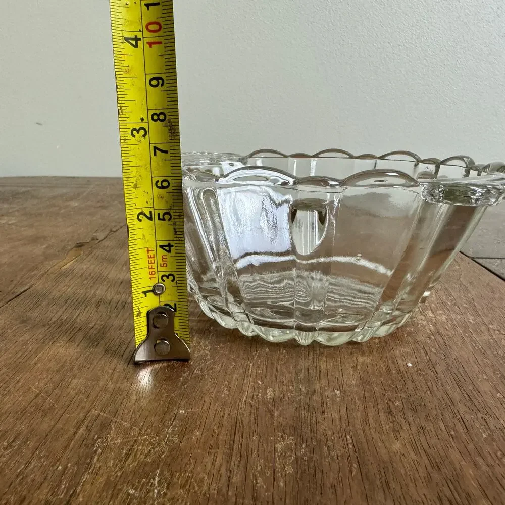 Vintage Clear Pressed‎ Molded Glass Dish with handles MISSING LID
